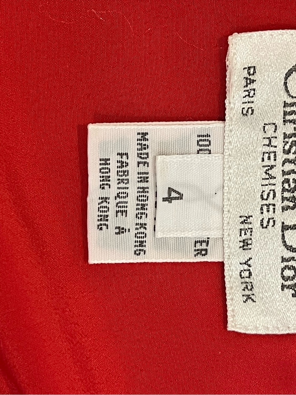 Christian Dior Red Blouse Size 4 Vintage Shoulder Pads Button Front Polyester - Picture 3 of 7